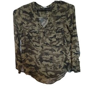 Zara Camouflage Blouse - Green and Brown